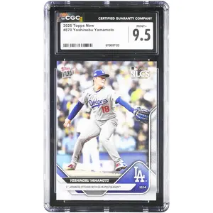 Yoshinobu Yamamoto Los Angeles Dodgers 2025 Topps Now 1st Japanese Pitcher with CG in Postseason #870 CGC Authenticated 9.5 Card