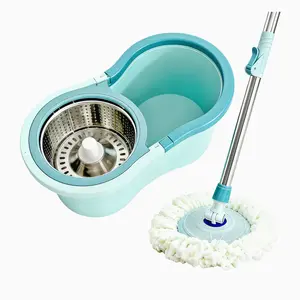 Metal Basket Eight-Character Bucket Automatic Spin Dry Lazy Mop Dual Drive Hands-Free Washing Rotating Eight-Character Bucket Mop Set