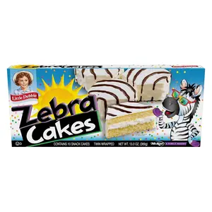 Iced Snack Cakes with Creme Filling Chocolate Stripe Frosted Cakes Twin Wrapped 10 Cakes 13oz