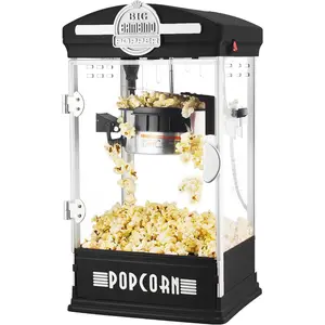 Popcorn Machine Old-Fashioned Popper with 4-Ounce Kettle, Measuring Cups, Scoop, and Serving Cups by Great Northern Popcorn (Black)