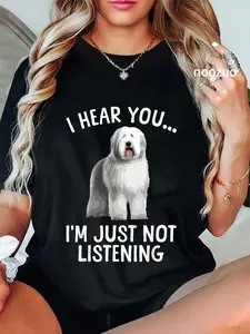 100% Cotton Funny Old English Sheepdog Art For Men Women Sheep Dog Lover T-Shirt