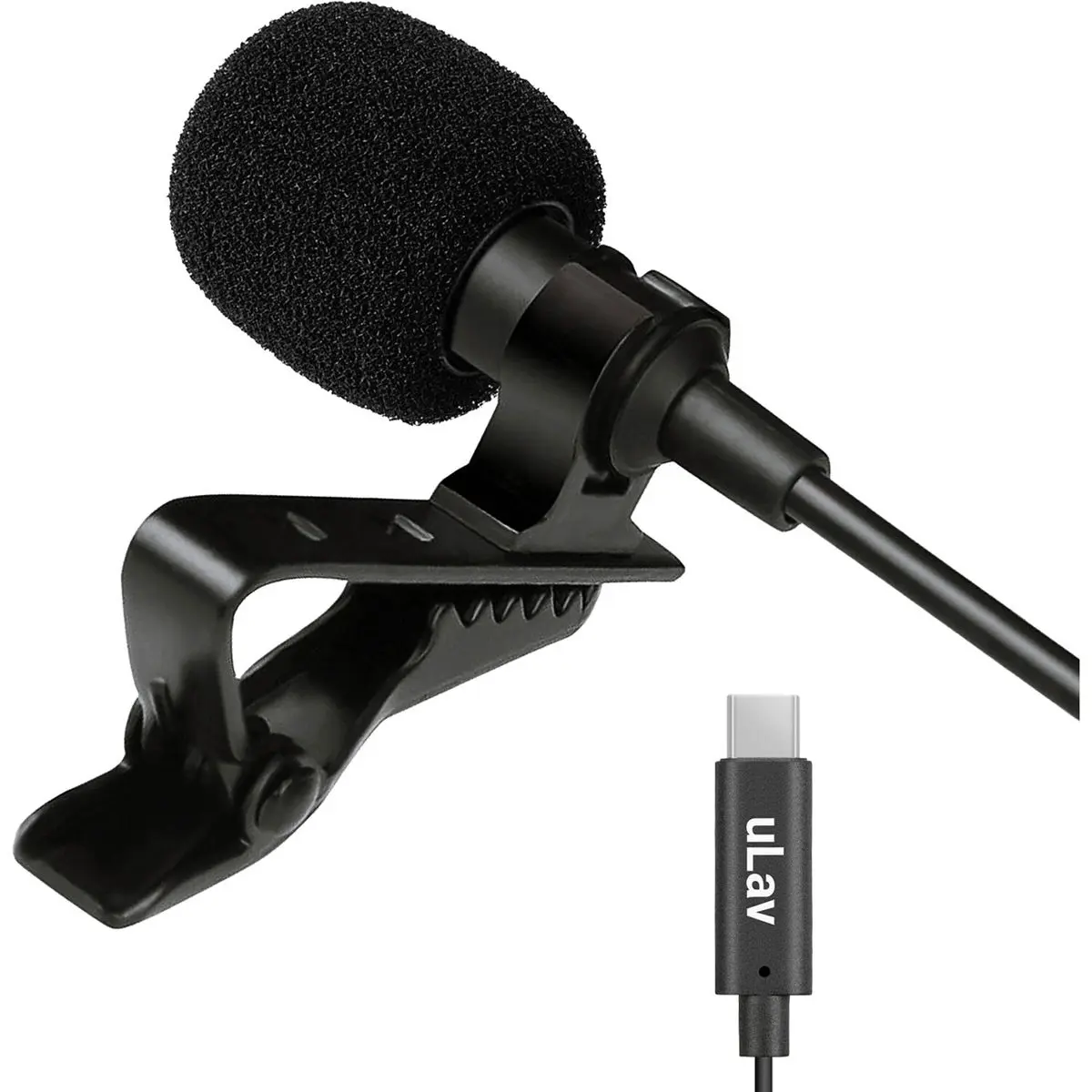 Movo Photo uLav Digital Clip-On Omnidirectional Lavalier Microphone with USB Type-C Connector, 6.6' Cable