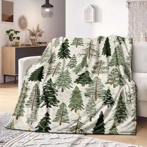 Christmas Tree Pattern Blanket, 1 Count Soft Warm Throw Blanket, Warm Nap Blanket for Home & Office, Gift for Friend