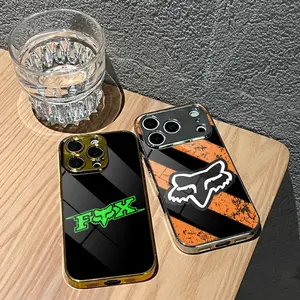 F-Fox-Racing-S Cool Phone Case For iPhone 17 16 15 14 13 12 Pro Max Plus Electroplated Metal Bumper Case Slim Tempered Glass Back Advanced Materials Shockproof Anti-Scratch Luxury Case Fashion Durable Stylish