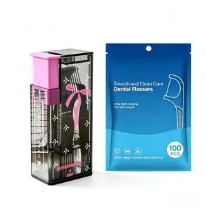 POP-UP Floss Pick Dispenser Set with 10 Dental Floss Picks, Refillable Travel Floss Container & Toothpick Holder, Portable Floss Sticks Kit for Adults