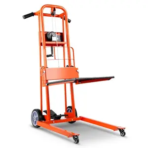VEVOR Material Lift Winch Stacker, 330 lbs Capacity Pallet Truck Dolly, 42.9 in Max Lifting Height Manual Winch Stacker, Multifunctional Manual Pallet Truck Stacker with Swivel Casters and Lift Plate
