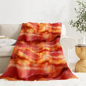Bacon-Print 100% Polyester Throw Blanket, Modern Full-Print, Super Soft Cozy Warm Lightweight Flannel, Multi-Size Options Including 40x30 in XSmall