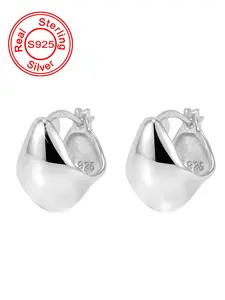 925 Sterling Silver Vintage Geometry Hoop Earrings, Fashionable Earrings for Women & Girls, Trendy All-match & Exquisite Jewelry for Birthday Gift