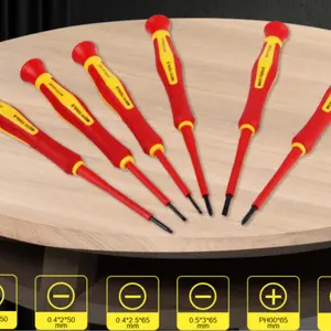6-Piece Insulated Screwdriver Set 1000v Precision Cross & Flat Head, Multi-Function Electrical Tools for Professionals