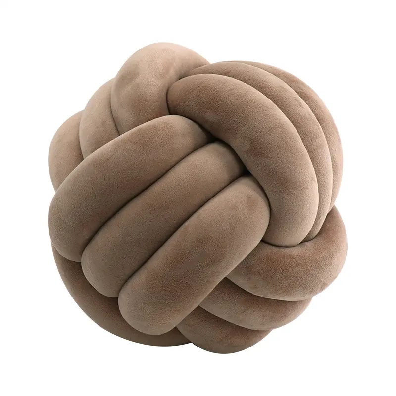 Strands Handmade Wrinkle Free Knot Ball Pillows, Home Decoration Plush Soft Pillow,Throw Knotted Firmed Lumbar Pillow Black 8x8Inch (Pack of 1)