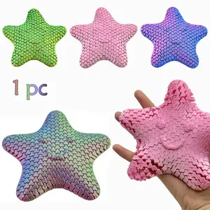 3D Printed Smiling Starfish Model, 5.51 Inch, Adjustable Joints, Relaxing Home Desktop Decoration, Ideal Holiday Gift for Family Friends