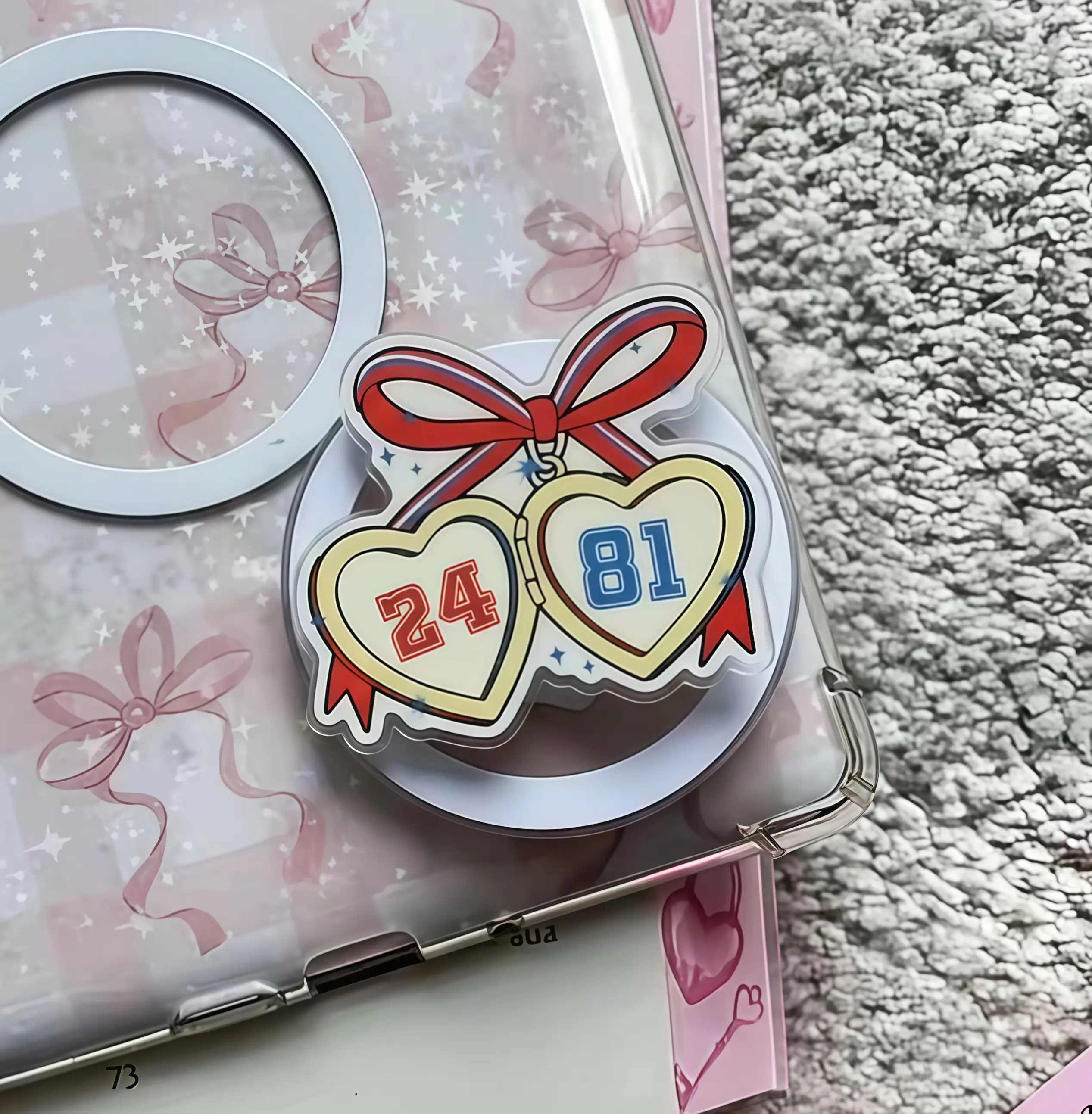 Cute Number Heart Bow Magsafe Phone Grip - Magnetic Pop Socket & Kickstand -  Phone Accessory Gift