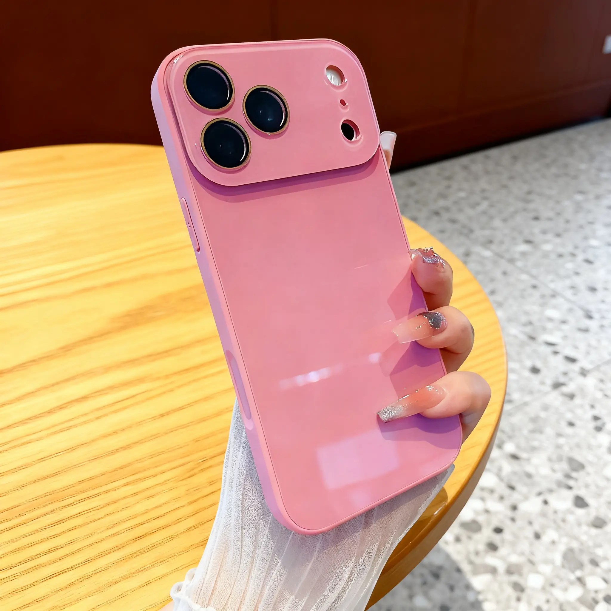 Durable Shockproof Luxury Crystal Texture Skin-Feeling Solid Color Cellphone Case - Multi-Model Protective Casing for iPhone 13/14/15/16/17/18 Pro Max Smartphone Series