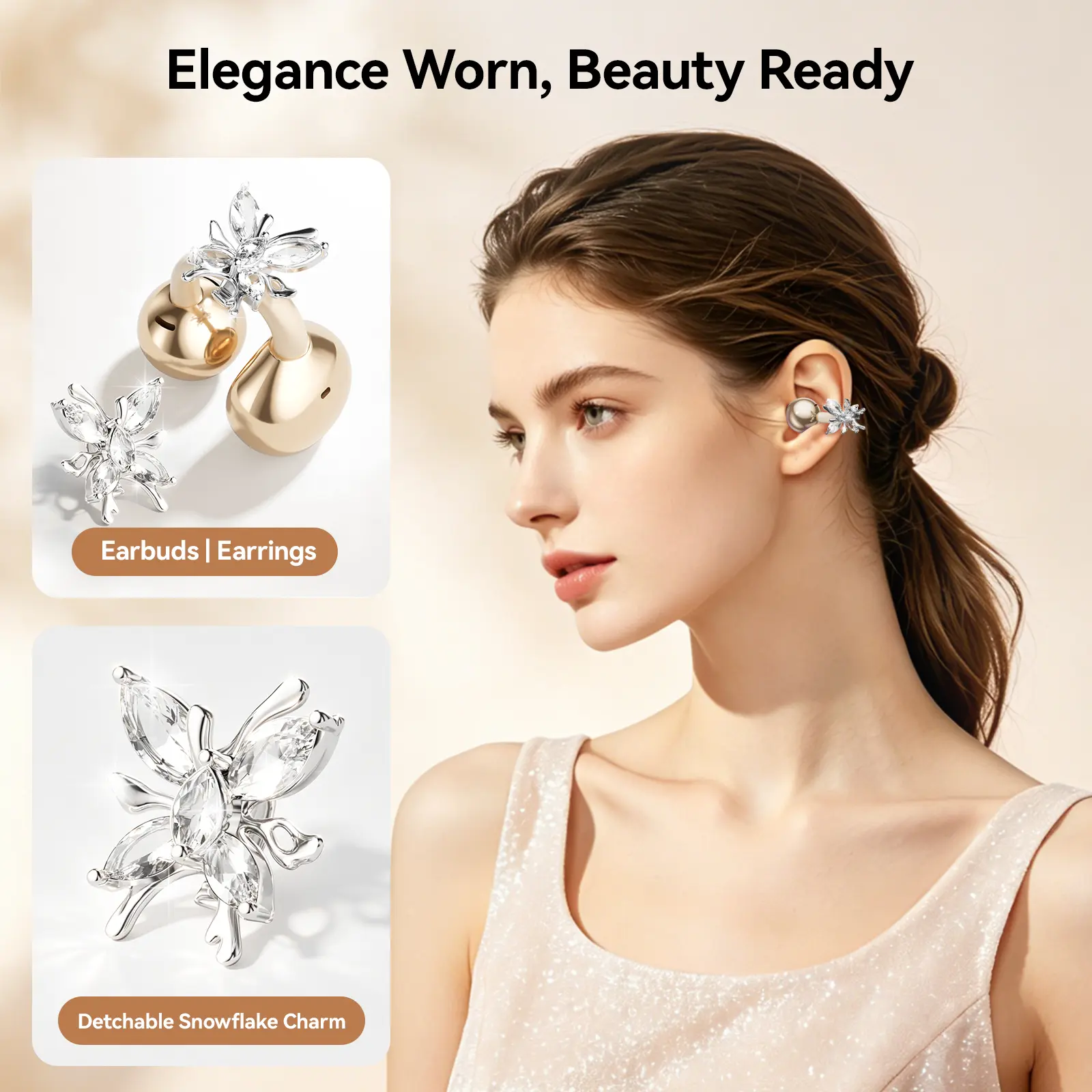 CHENRUIDA Portable Mini M161 Square Wireless In-Ear Earbuds - Bluetooth Makeup Aid Headphones with Built-in Mirror+Light, 360° Panoramic Sound, Active Noise Cancellation, Soft Silicone Tips, Space-Saving Design, Long-Lasting Battery, Audio, Connection,