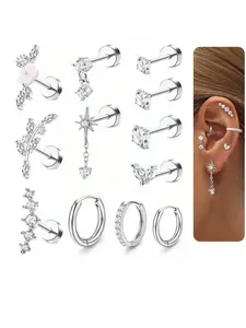 Women's Elegant Rhinestone Decor Earrings Set, Fashionable Jewelry Accessories for Party, Daily Clothing Decor, Trendy All-match & Exquisite Dainty Fashion Jewelry for Birthday Gift, Hoop Earrings, High Quality Earrings