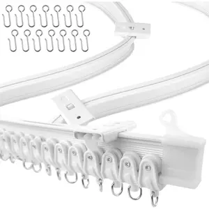 AUrbanRed Flexible Bendable Ceiling Curtain Track, 16.4FT (5m), Ceiling Mount for Curtain Rail with Track Curtain System, Room Divider, Ceiling Curtain Rod, RV Ceiling Track for Curtains, White