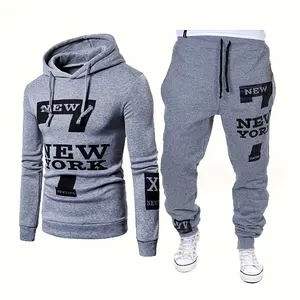 Trendy Men's Printed Hoodie Set – Stylish Casual Sportswear for Active Lifestyle