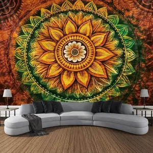 Wall Hanging Decor Tapestry Trippy Hippie Mandala Bohemian Hippy Floral Design Aesthetic Indian Tapestry Cool Colorful Tapestries for Bedroom Living Room Party Ceiling Outdoor