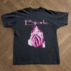 Björk Black T-Shirt With Pink Graphic Of A Person Covering Their Face, Unisex Vintage Graphic Tees Gothic Grunge Y2K Emo Scene Amity Affliction Style Clothes Men Women Streetwear Summer