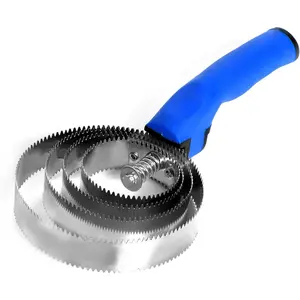 Reversible Stainless Steel Curry Comb with Soft Touch Grip (Blue)