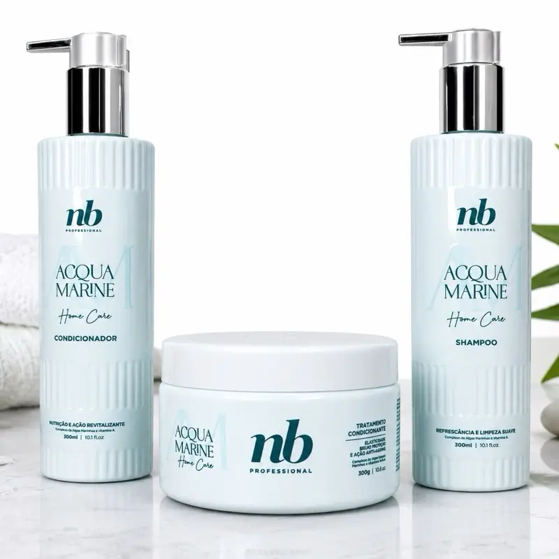 NB Professional Acqua Marine Haircare Kit - Shampoo, Conditioner, Mask Set with Marine Algae, Vitamin A, Sunflower Oil, Hydrating Moisturizer for Deep Hydration