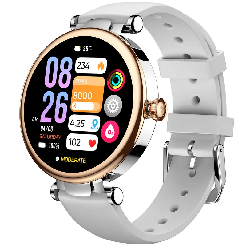 TOZO S8 AMOLED Smart Watch Women 1.32" HD Bluetooth Call Text, 100+ Sports Modes Sleep Stress Tracker, Waterproof Rose Gold Gift for Her