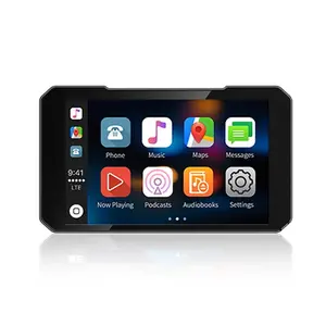 5 Inch Motorcycle Wireless Carplay GPS Navigation Android Auto DVR, Waterproof Camera Portable Display with Card, Car Video Players