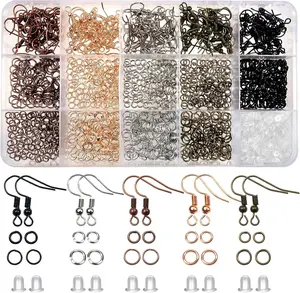 150pcs Hypoallergenic Earring Hooks Mixed Colors Ear Wire Hooks Earring Making Kit with 1000pcs Open Jump Rings 200pcs Earrings Backs for Jewelry Making Findings