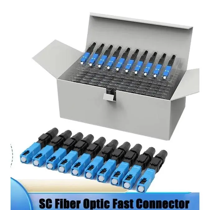 100PCS/50PCS FTTH SC UPC Fiber Optic Connector FTTH Fiber Optic Fast Connector tool kit UPC Fiber Connectors for Testing