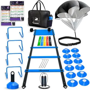 Agility Training Equipment Set | Soccer Training Equipment for Kids Youth | Agility Ladder Speed Training Equipment with Bag | Football Training Equipment with Speed Hurdles, Cones for Footwork STUHOO