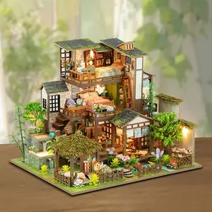 3D hand-assembled bamboo spring garden villa model, DIY wooden toy house decorations - can be made by yourself with zero basic knowledge, and has a sense of ritual. This makes a great Easter gift, birthday gift, holiday gift and is ideal for craft lovers