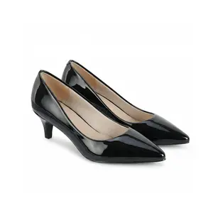 JEKO Women's Classy Elegant Rhinestone Patent Leather Heeled Pumps - Pointed Toe Kitten Heels, Comfortable Low Heel Footwear for Office, Wedding - Walking Shoes for Business Casual Fashion
