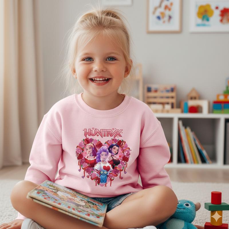 Huntrix Valentine Youth Shirt, Mira Zoey Rumi Anime Girl Group Tee, Kpop Demon Hunter Shirt, Derpy Tiger Art, Valentine Gift for Fans