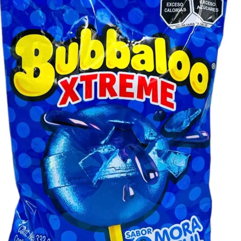 Bubbaloo Xtreme Paleta Sabor Mora Azul 20 paletas