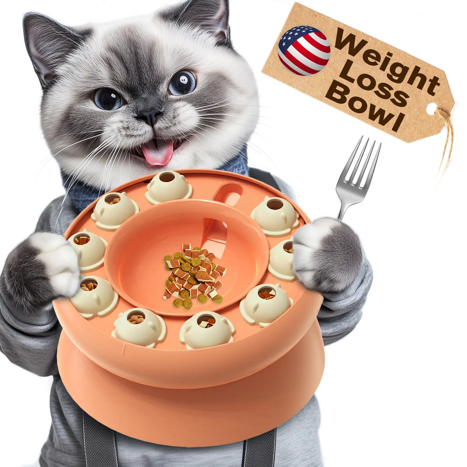 KADTC Cat Puzzle Toy Treat Dispenser Kitten Weight Loss Bowl Puzzles Slow Feeder Food Dispensing Kitty Enrichment Toys Brain Mental Stimulation Health