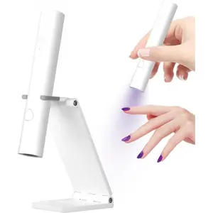UV Light for Gel Nails, Mini U V LED Nail Lamp Handheld with Stand, Portable Nail Dryer Rechargeable USB Cordless, Nail Light with 2 Timers for Fast Drying (White)