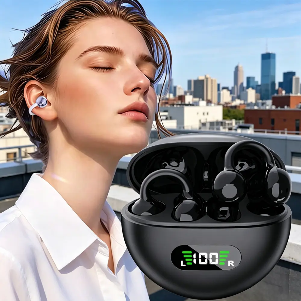 TEMPOMIND Clip  Ear Hook Wireless Earbuds Black/Purple/Skin Three Colors Open Ear Earphone For Hiking Fitness Cycling
