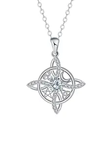 Witches Knot Triple Moon Goddess Necklace for Women, Tetragrammaton Hecate Pagan Wiccan Pendant Necklace, Vintage Amulet Necklace Gifts for Women