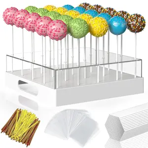 25-hole clear acrylic cake pop stand, display holder with sticks, dessert table decor for wedding, birthday, baby shower party