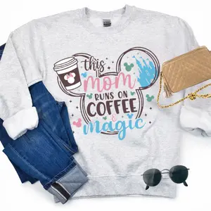 This Mom Runs on Coffee & Magic Light Color Sweater, Coffee & Magic Theme Park Sweater, Cute Sweater for Mom, Gift for Busy Mom, Cute Gift for Mom, Christmas Gift for Mom, Mother's Day Gift for Mom