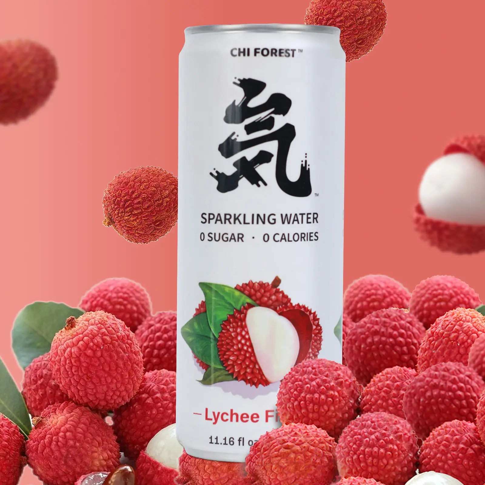 CHI FOREST Lychee Sparkling Water 24 Cans, Flavored Sparkling Water, 0 Sugar and 0 Calorie Bubbly Water, Refreshing Carbonated Water, Perfect for Party, Exercise or Work, 11.16 Fl oz, Pack of 24, Drink, Beverage, 0 Calories, Chilled