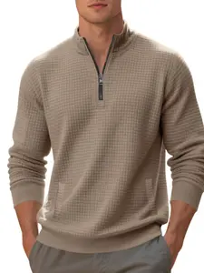 Men's Fall Winter Half-Zip Fleece Pullover Sweatshirt, Lightweight Outdoor Casual Wear, Perfect for Hiking & Daily Use