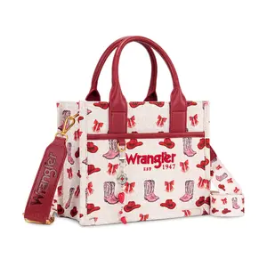 Wrangler Cowboy Boot Print Tote Bag Top Handle Cute Purse for Girls and Women Crossbody Purse Handbag