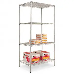 Alera  Industrial Wire Shelving Starter Kit 4 Shelves 36w x 24d x 72h Silver