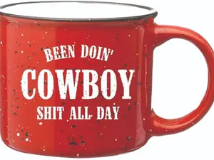 Been Doing Cowboy Shit All Day Campfire Mug - 13 oz Ceramic Campfire Coffee Mug, Camping Coffee Mugs for Firepits, Tea, Cappuccino & Mocha, Western Country Southern Gift