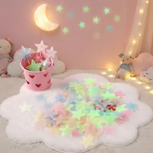 2pcs Luminous Wall Stars - 1.18 Inch Glow in The Dark Stickers for Ceiling, Bedroom, Random Colors