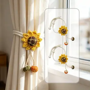 2-Pack Sunflower Curtain Tiebacks, Creative Country Style Design, Perfect for Baby Room and Bedroom Windows, Decorative Window Treatments, Sunflower Pattern