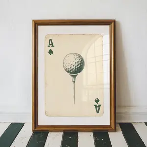 [SALE UP TO 40%] [Unframed] Vintage Golf Card Deck Art Print, Retro Golf Poster Art Print, Ace Golf Tee Time Wall Art Print, Printable Digital Download (No Framed)