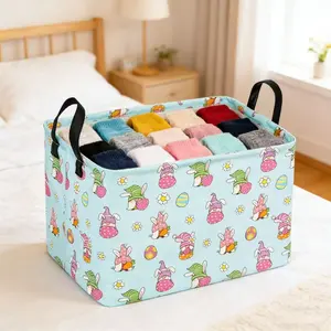 Easter Dirty Clothes Basket Foldable Fabric Storage Bin, Home Large Capacity Miscellaneous Organizer, Durable & Convenient Design