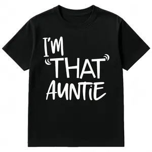 Cotton I'm That Auntie Funny Best Aunt Tee T-Shirt Women's Summer Plus Size Classic Soft Crew Neck Tee Tops